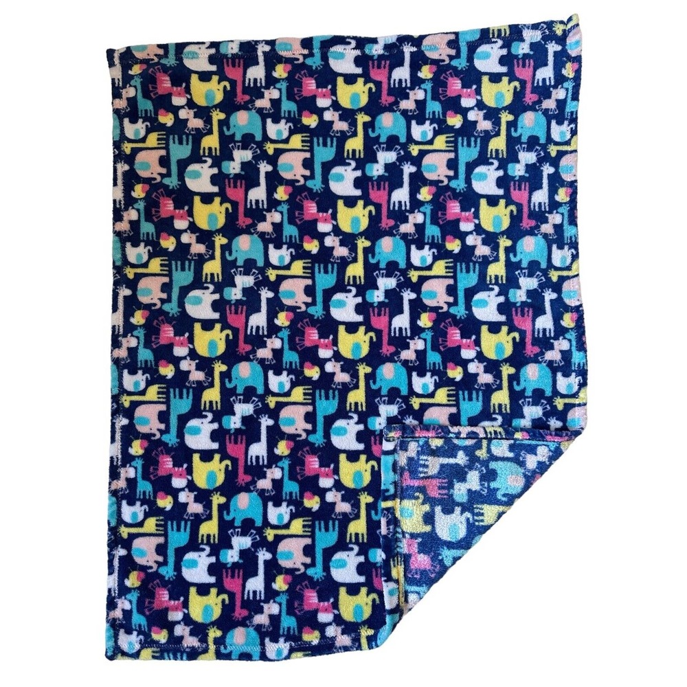 Baby Gear Blue Pink Giraffe Elephant Animal Safari Fleece Security Lovey Blanket